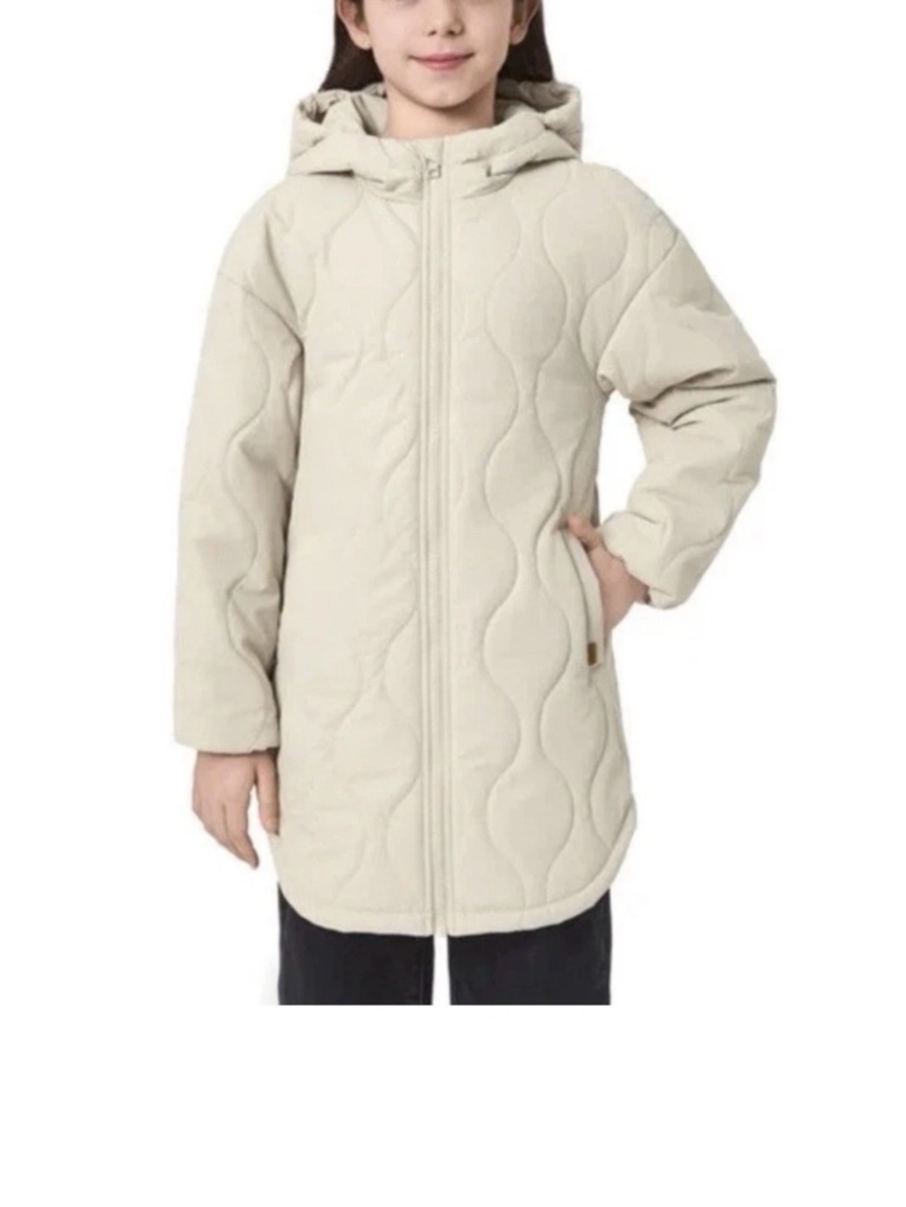 Mondetta Girls Quilted Jacket  Wind & Water Resistant  beige  youth large 14-16
